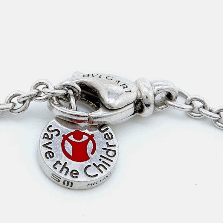 Pre Owned Bvlgari B.Zero1 Save the Children Black Ceramic Sterling Silver Bracelet SM