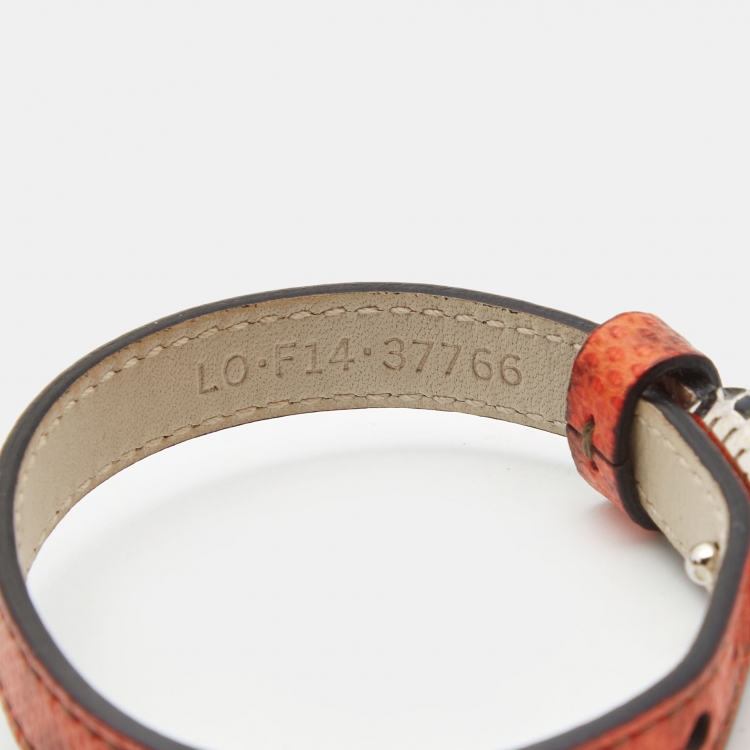 Pre Owned Bvlgari Serpenti Forever Enamel Leather Silver Tone Bracelet