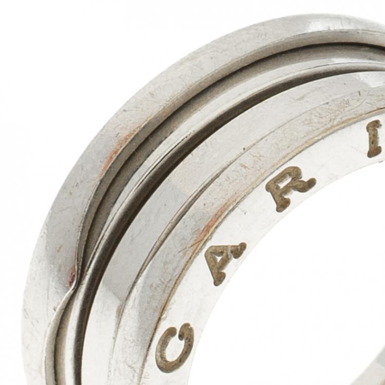 Pre Owned Bvlgari B.Zero1 3-Band 18k White Gold Ring Size 56