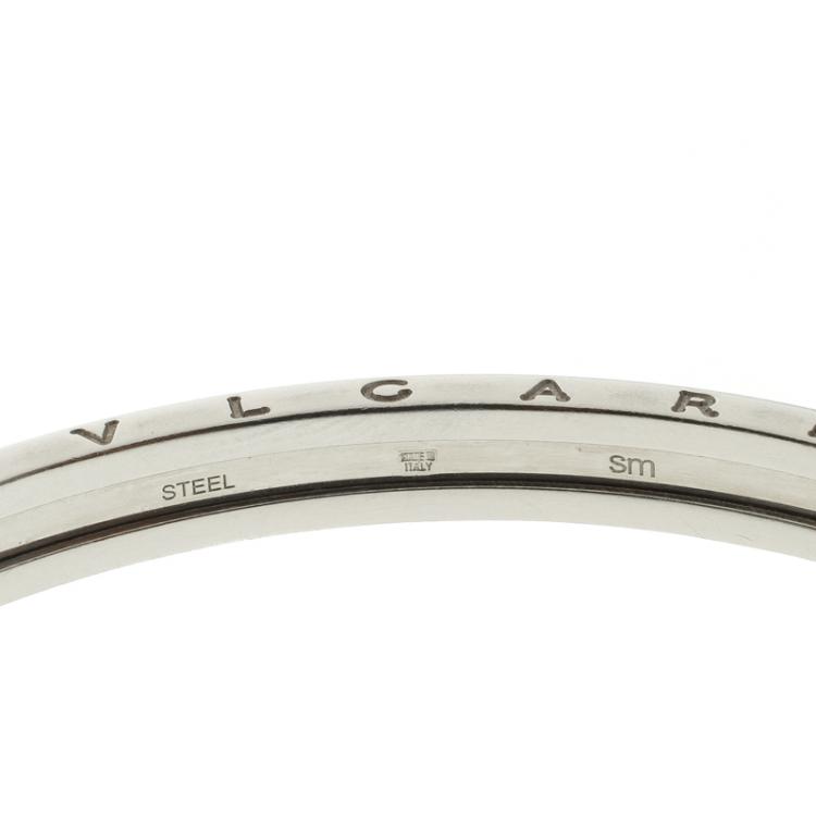 Pre Owned Bvlgari B.Zero1 Steel & 18k Yellow Gold Open Cuff Bracelet 16cm