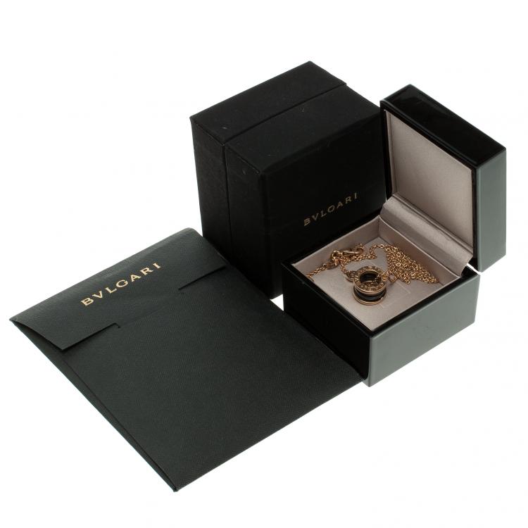 Pre Owned Bvlgari B.Zero1 Black Ceramic 18k Rose Gold Pendant Necklace
