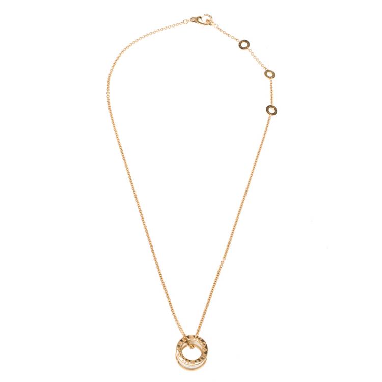 Pre Owned Bvlgari B.Zero1 White Ceramic 18k Rose Gold Pendant Necklace