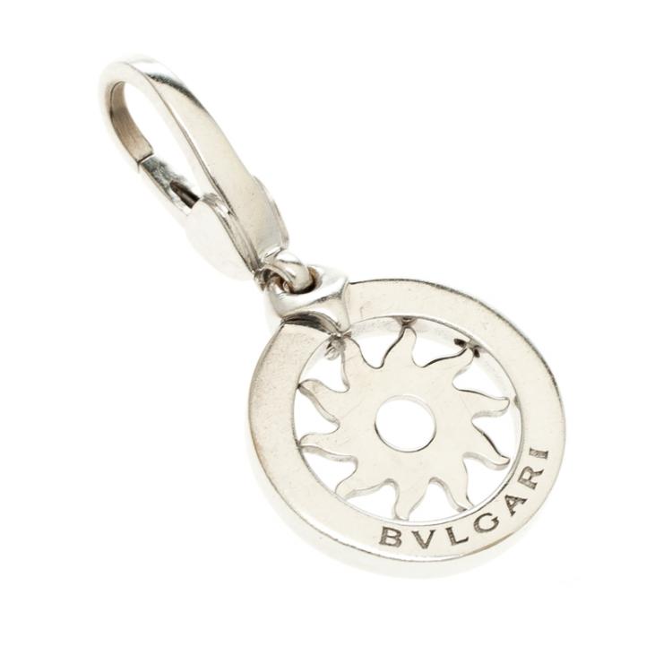 Pre Owned Bvlgari Tondo Sun Sole 18k White Gold Charm Pendant