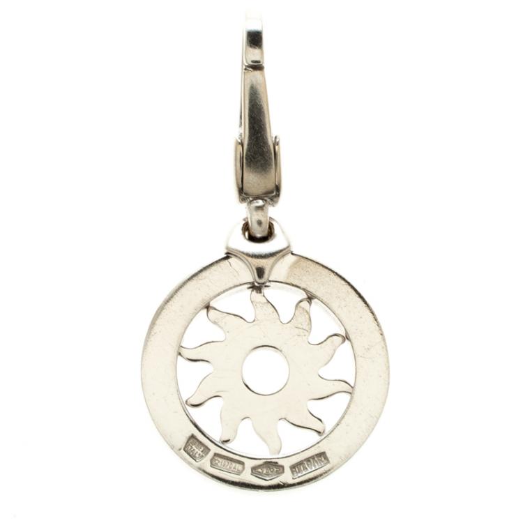 Pre Owned Bvlgari Tondo Sun Sole 18k White Gold Charm Pendant