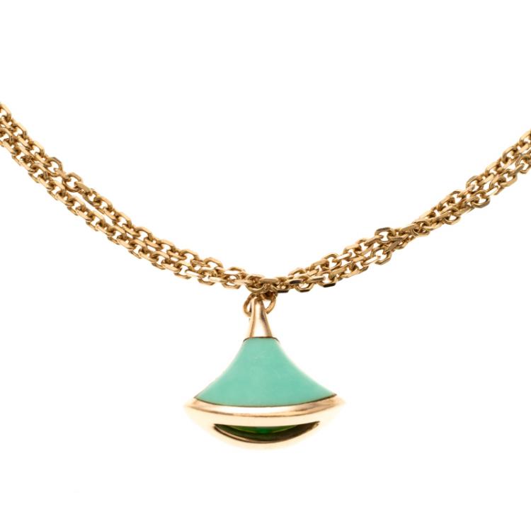 Pre Owned Bvlgari Divas' Dream Turquoise 18k Rose Gold Bracelet Size M/L