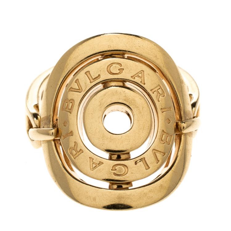 Pre Owned Bvlgari Cerchi 18k Yellow Gold Ring Size 57