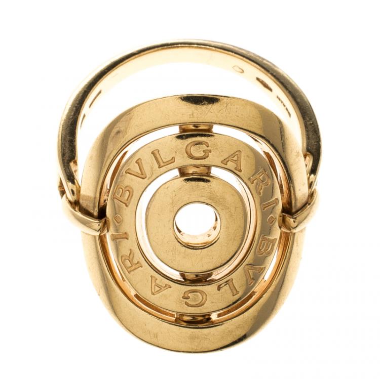 Pre Owned Bvlgari Cerchi 18k Yellow Gold Ring Size 57