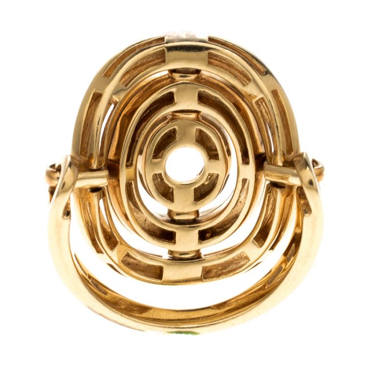 Pre Owned Bvlgari Cerchi 18k Yellow Gold Ring Size 57
