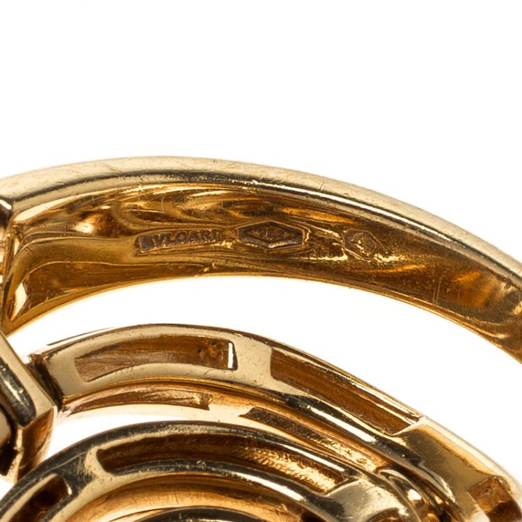 Pre Owned Bvlgari Cerchi 18k Yellow Gold Ring Size 57
