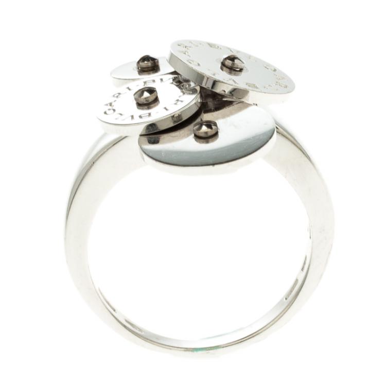 Pre Owned Bvlgari Cicladi Cluster 18k White Gold Cocktail Ring Size 52.5