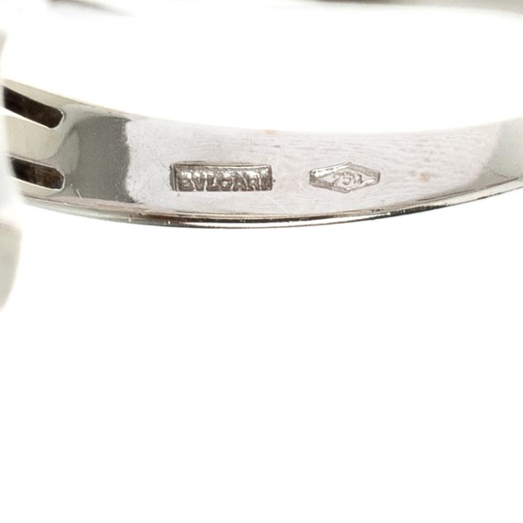 Pre Owned Bvlgari Cicladi Cluster 18k White Gold Cocktail Ring Size 52.5