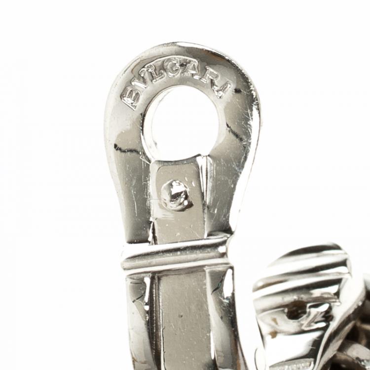 Pre Owned Bvlgari Onyx & 18k White Gold Clip-on Drop Earrings