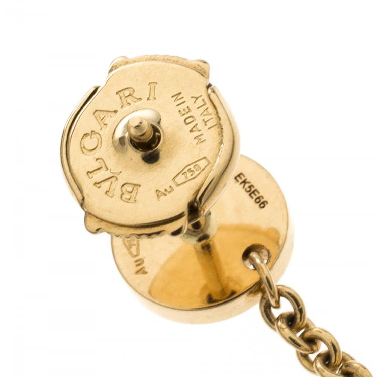 Pre Owned Bvlgari B.Zero1 Peridot & Amethyst 18k Rose Gold Drop Earrings 