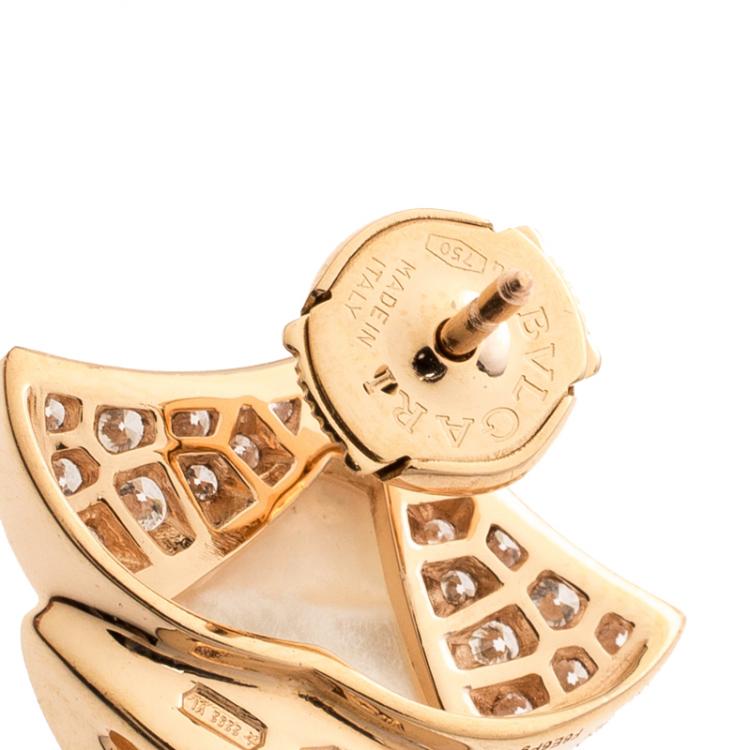 Pre Owned Bvlgari Divas' Dream Mother of Pearl & Diamond 18K Rose Gold Stud Earrings