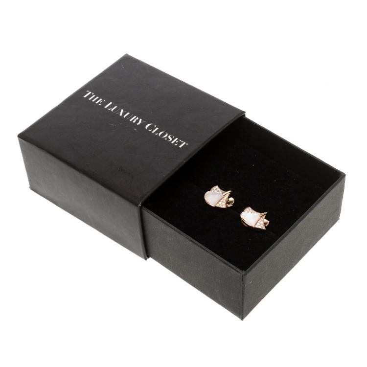 Pre Owned Bvlgari Divas' Dream Mother of Pearl & Diamond 18K Rose Gold Stud Earrings