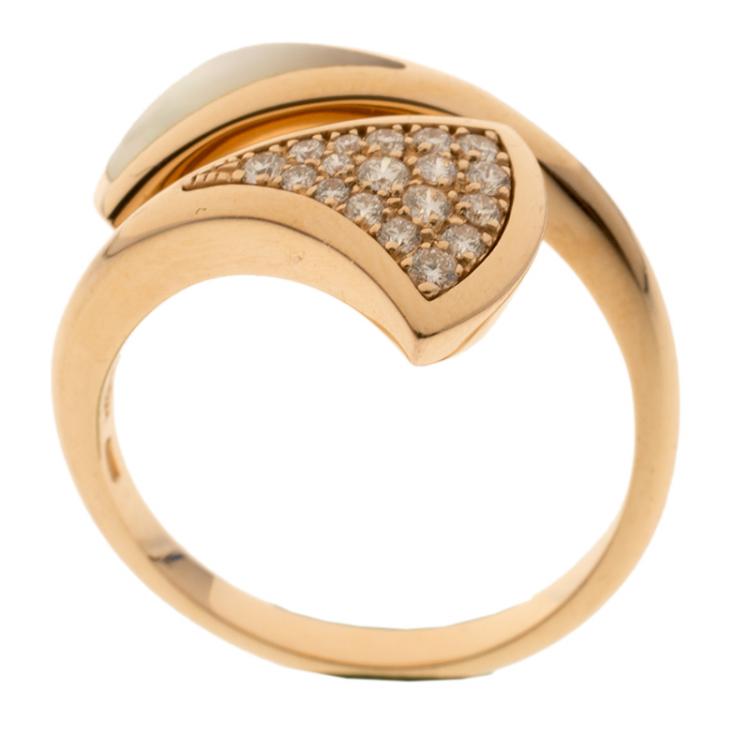 Pre Owned Bvlgari Divas' Dream Rose Gold and Diamonds Ring 