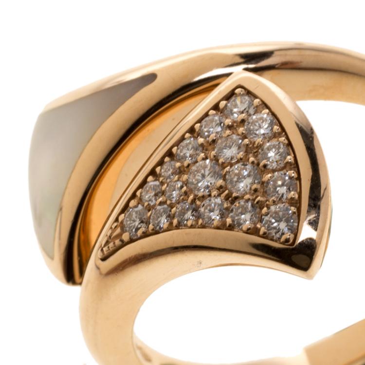 Pre Owned Bvlgari Divas' Dream Rose Gold and Diamonds Ring 
