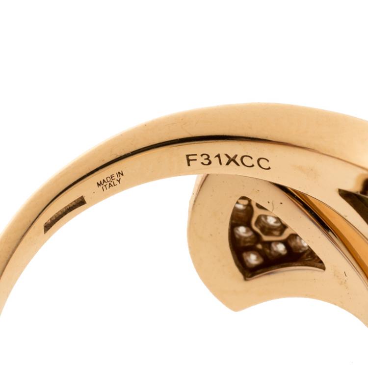 Pre Owned Bvlgari Divas' Dream Rose Gold and Diamonds Ring 