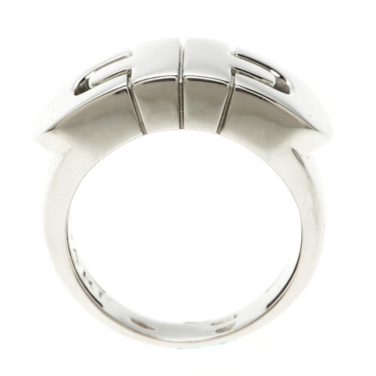 Pre Owned Bvlgari Parentesi 18k White Gold Ring Size 54