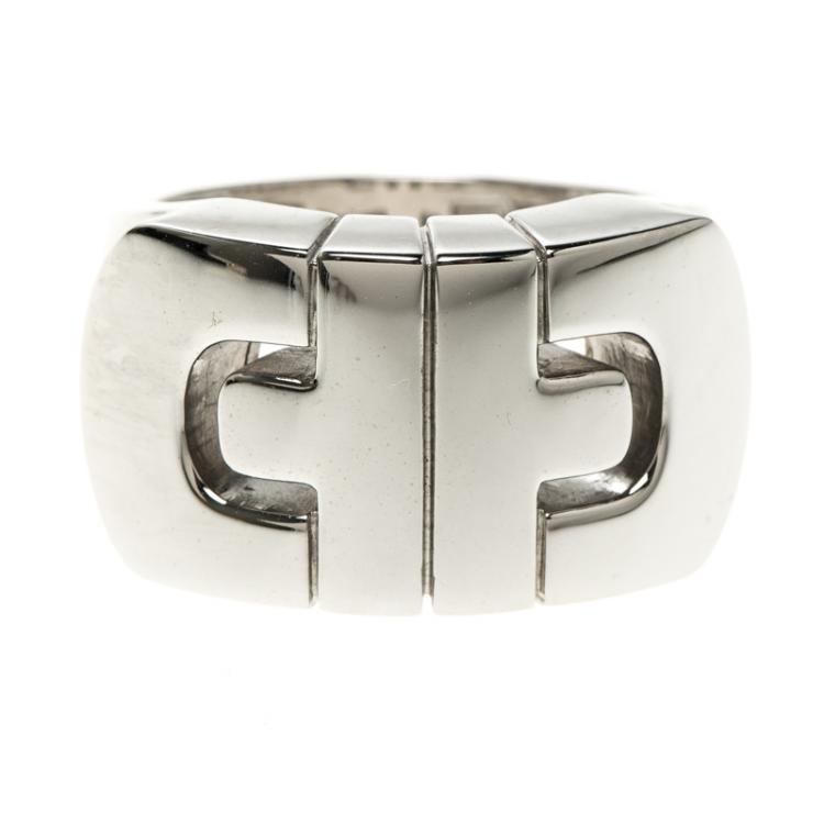 Pre Owned Bvlgari Parentesi 18k White Gold Ring Size 54
