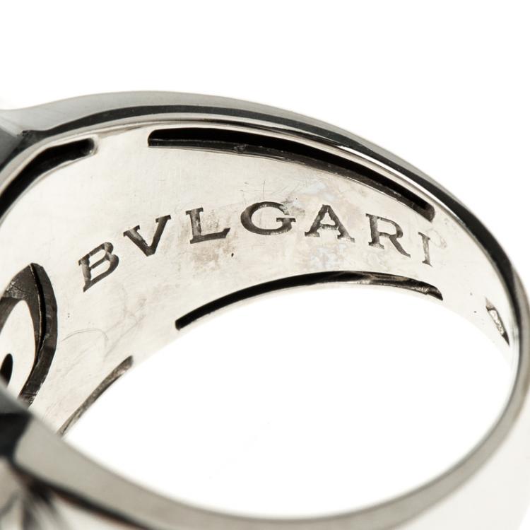 Pre Owned Bvlgari Parentesi 18k White Gold Ring Size 54