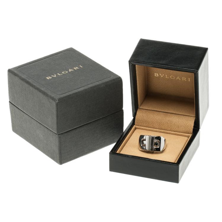 Pre Owned Bvlgari Parentesi 18k White Gold Ring Size 54