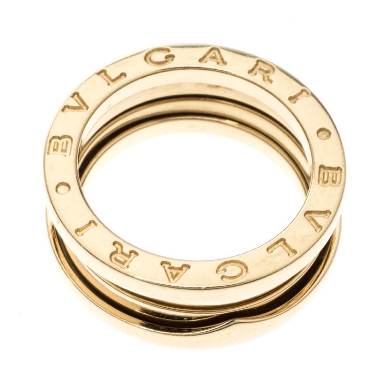 Pre Owned Bvlgari B.Zero 1 18k Yellow Gold 3 Band Ring Size 51