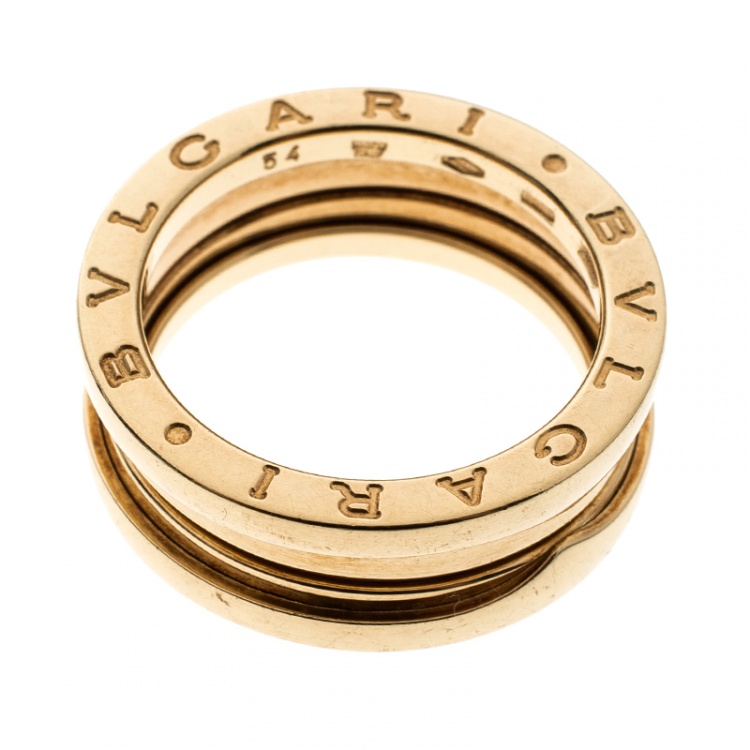 Pre Owned Bvlgari B.zero1 3 Band 18k Yellow Gold Ring Size 54