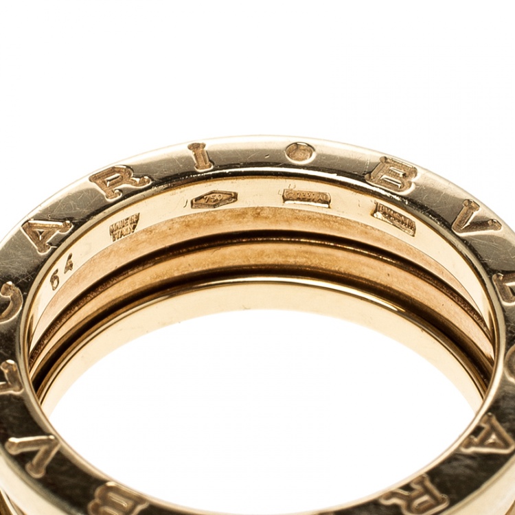 Pre Owned Bvlgari B.zero1 3 Band 18k Yellow Gold Ring Size 54