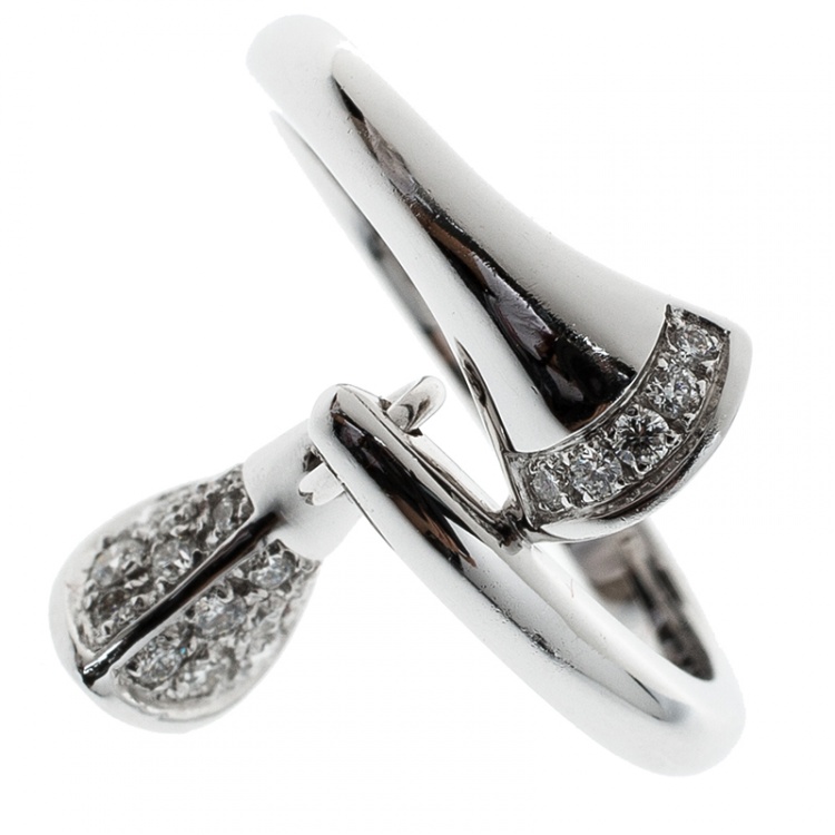 Pre Owned Bvlgari Divas' Dream Diamond 18k White Gold Ring Size 52.5