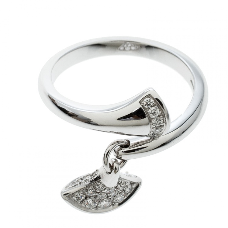 Pre Owned Bvlgari Divas' Dream Diamond 18k White Gold Ring Size 52.5
