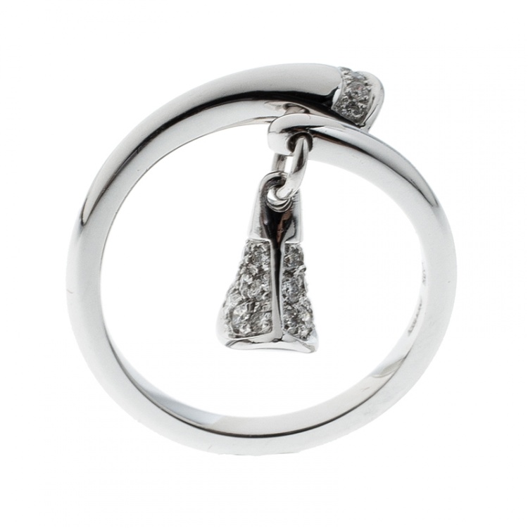 Pre Owned Bvlgari Divas' Dream Diamond 18k White Gold Ring Size 52.5