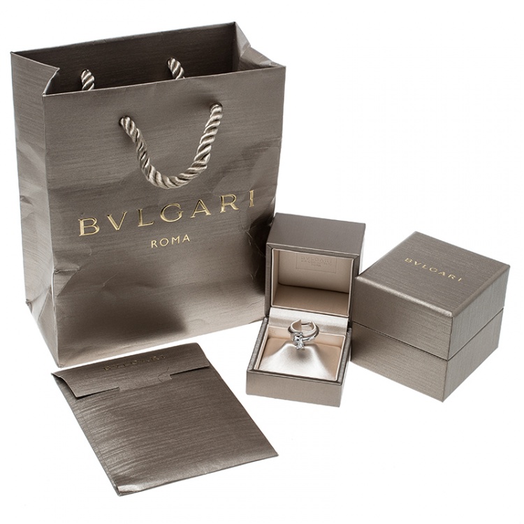 Pre Owned Bvlgari Divas' Dream Diamond 18k White Gold Ring Size 52.5