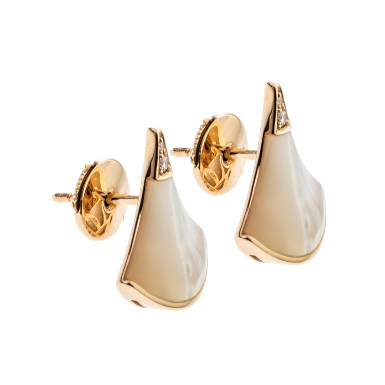 Pre Owned Bvlgari Diva's Dream Diamond 18k Rose Gold Stud Earrings 