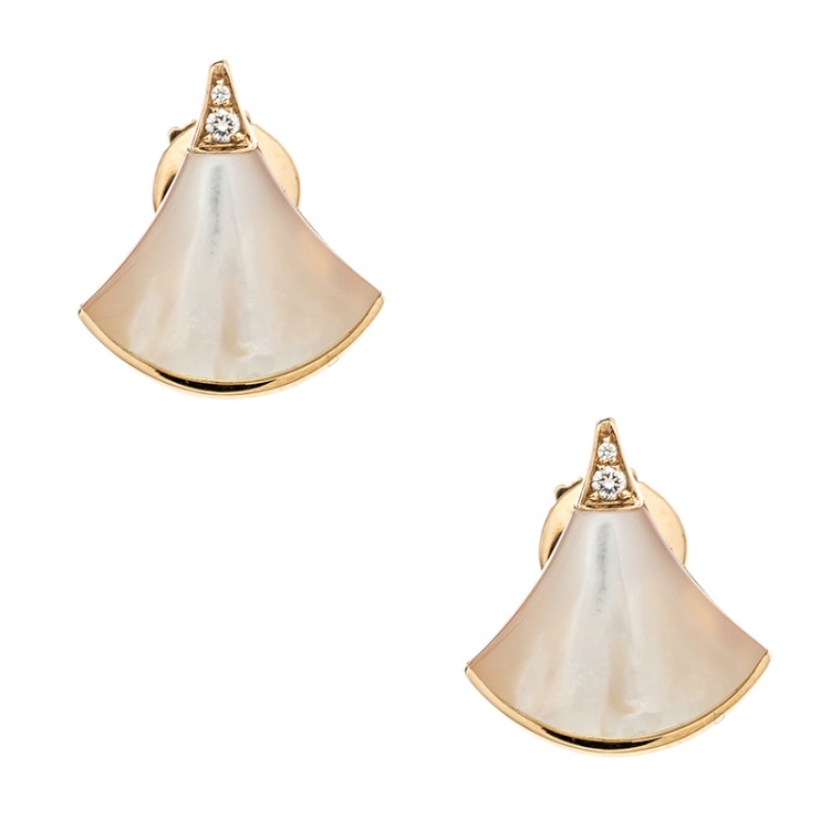 Pre Owned Bvlgari Diva's Dream Diamond 18k Rose Gold Stud Earrings 