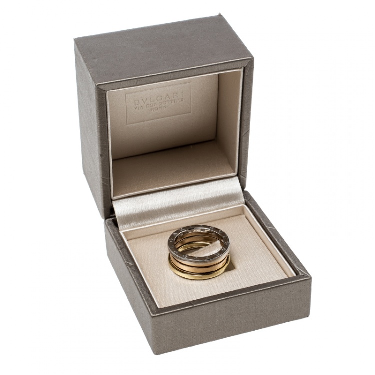 Pre Owned Bvlgari B Zero1 18k Three Tone Gold Band Ring Size 57