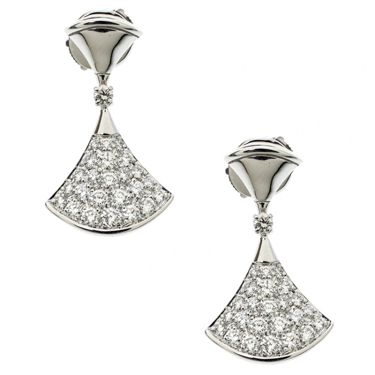 Pre Owned Bvlgari Diva's Dream Diamond 18k White Gold Drop Earrings
