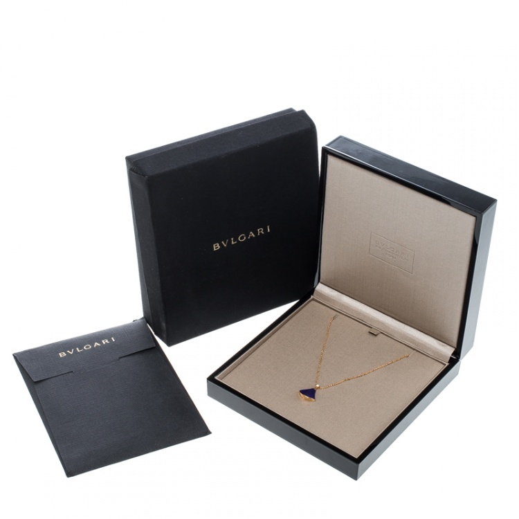 Pre Owned Bvlgari Divas' Dream Diamond Lapis Lazuli 18k Rose Gold Pendant Necklace