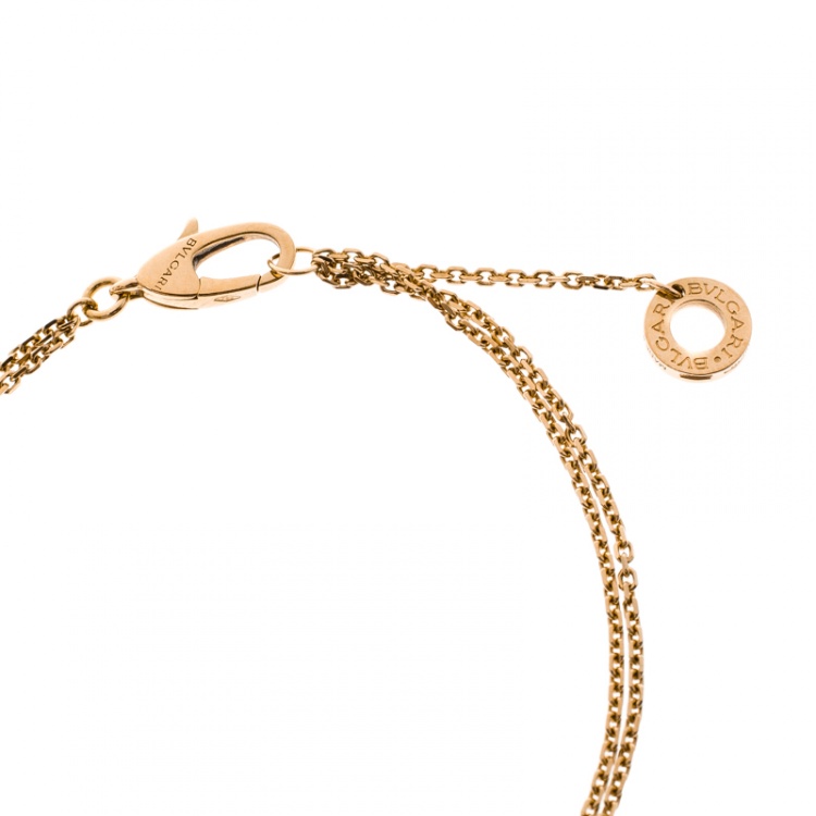 Pre Owned Bvlgari Divas' Dream Lapis Lazuli Charm 18K Rose Gold Chain Bracelet 18cm