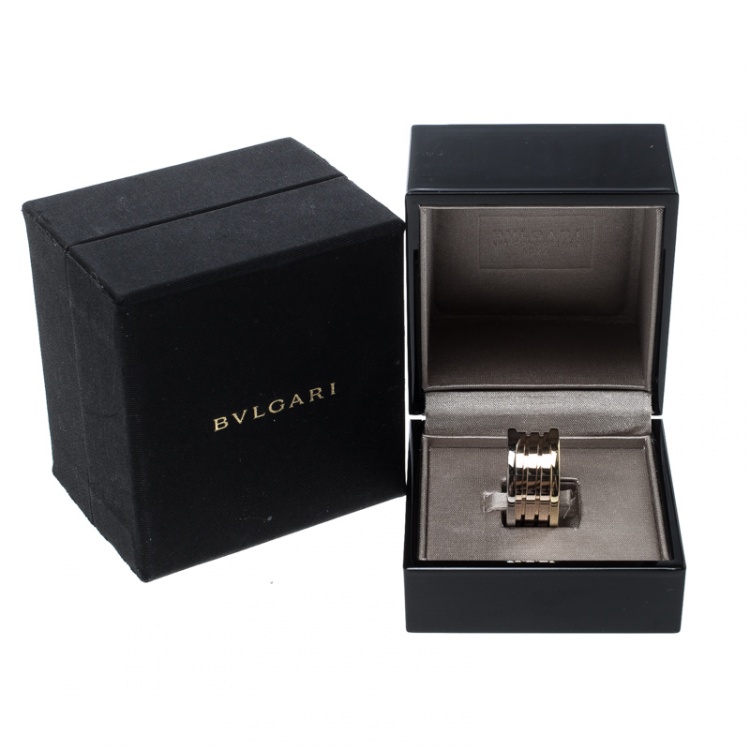Pre Owned Bvlgari B.Zero1 4-Band 18k Three Tone Gold Ring Size 57