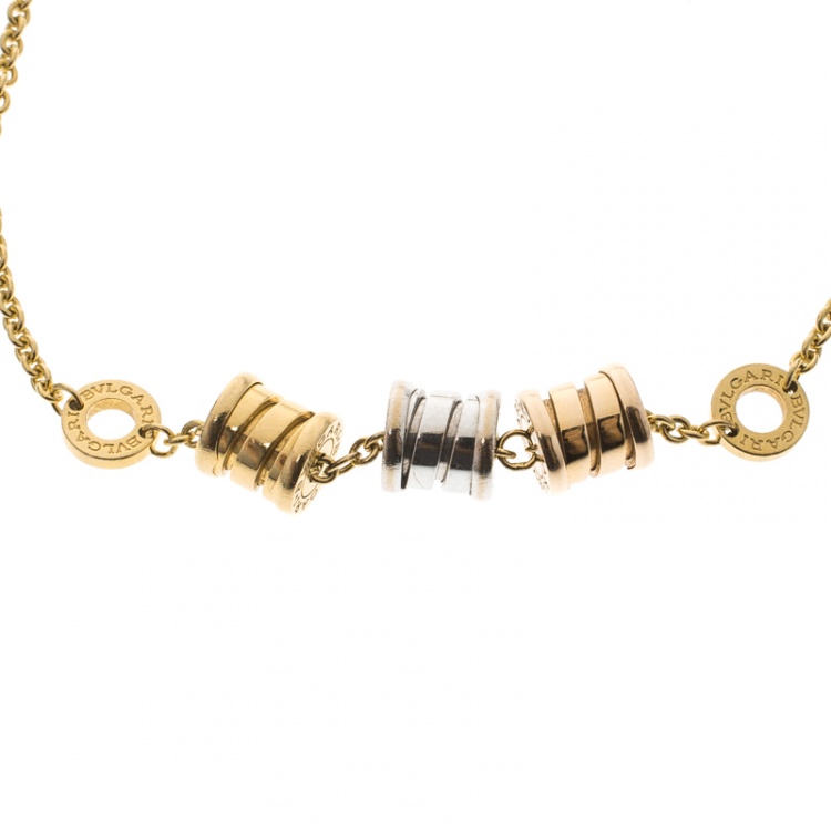 Pre Owned Bvlgari B.zero1 18k Three Tone Gold Element Soft Bracelet
