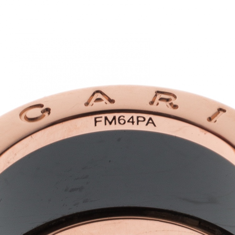 Pre Owned Bvlgari B.Zero1 4-Band Black Ceramic 18k Rose Gold Ring Size 59