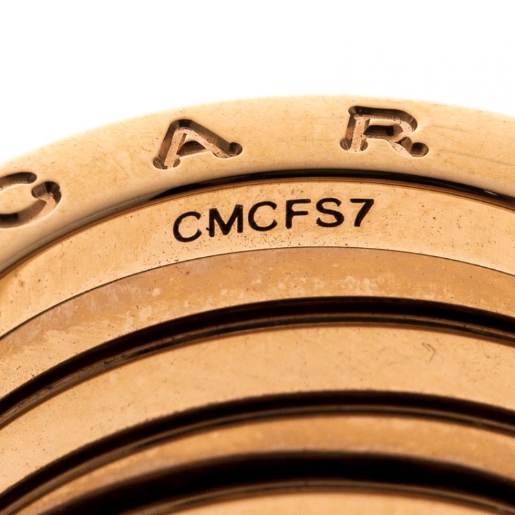 Pre Owned Bvlgari B.Zero1 Diamond 18K Rose Gold 4-Band Ring Size 57