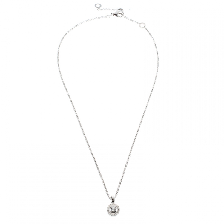 Pre Owned Bvlgari Diamond & 18k White Gold Pendant Necklace