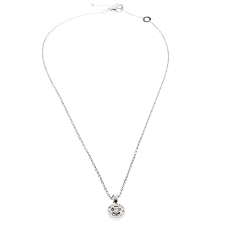 Pre Owned Bvlgari Diamond & 18k White Gold Pendant Necklace