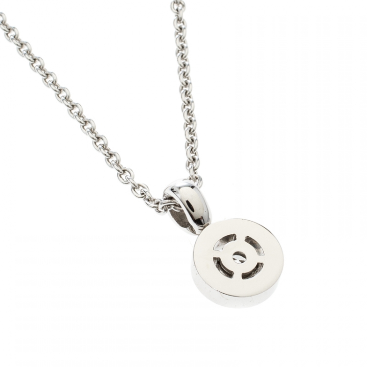Pre Owned Bvlgari Diamond & 18k White Gold Pendant Necklace