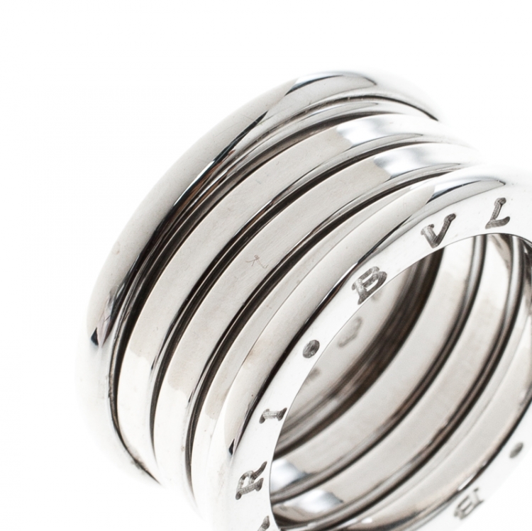Pre Owned Bvlgari B.Zero1 4-Band 18k White Gold Ring Size 51