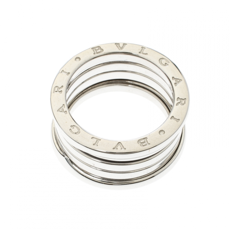 Pre Owned Bvlgari B.Zero1 4-Band 18k White Gold Ring Size 51