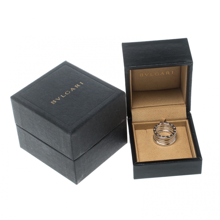 Pre Owned Bvlgari B.Zero1 4-Band 18k White Gold Ring Size 51