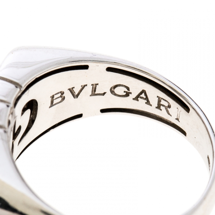 Pre Owned Bvlgari Parentesi Diamond 18k White Gold Ring Size 52